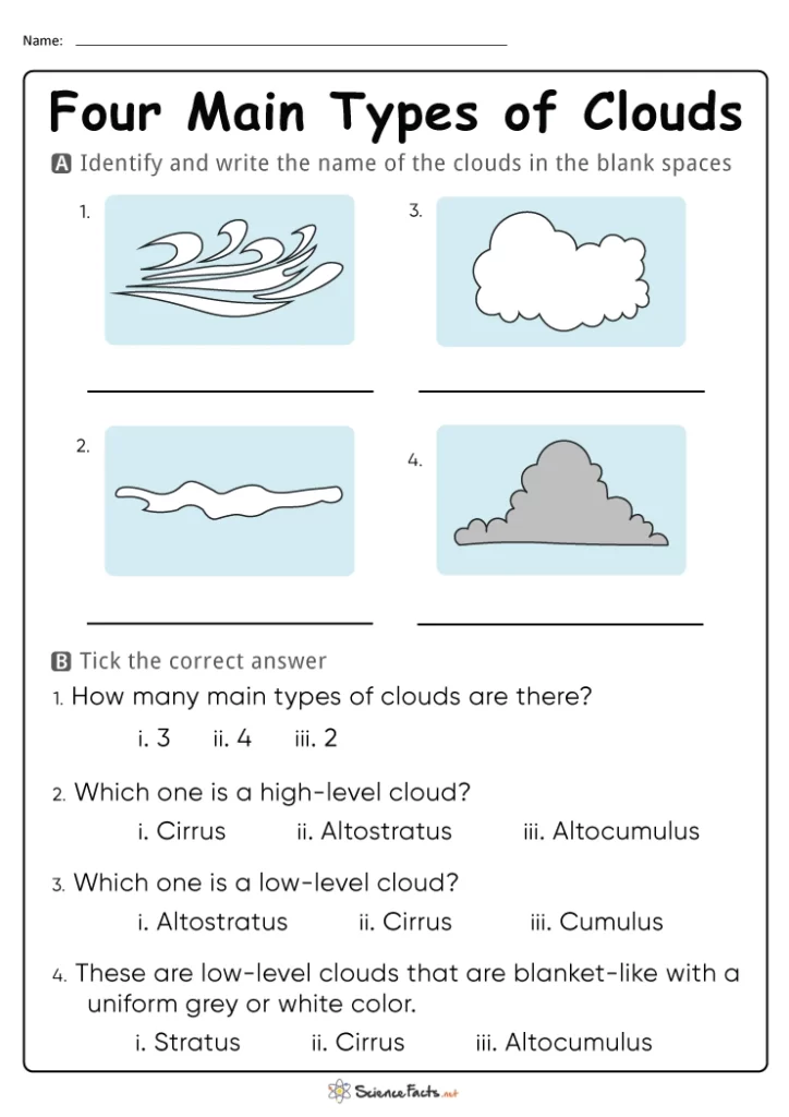 Clouds Worksheets - Free Printables